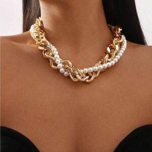 Aurelia Pearl & Gold Link Necklace
